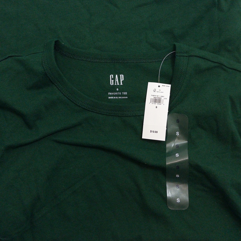 NWT GAP Crewneck T-Shirt Evergreen Glamour Green Short Sleeve Tee Size S Basics - Picture 4 of 12